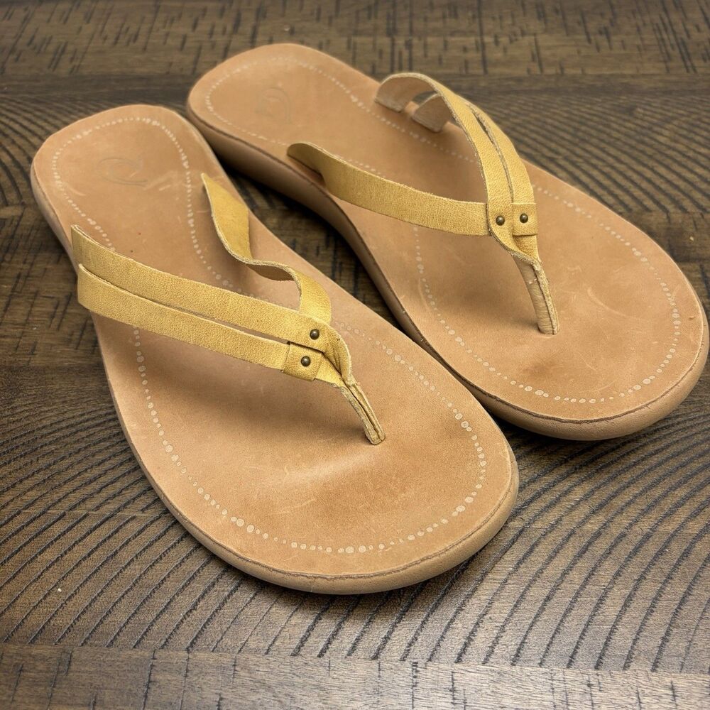 Olukai Kapehe Luana Golden Harvest Toe-Post Sandal Women's Size US 10 EU 40
